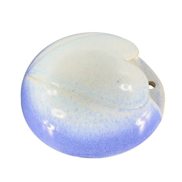 Hand Crafted Stoneware Pottery Wall Pocket Vase Blue Heart Shaped Vessel Decor - Picture 5 of 16